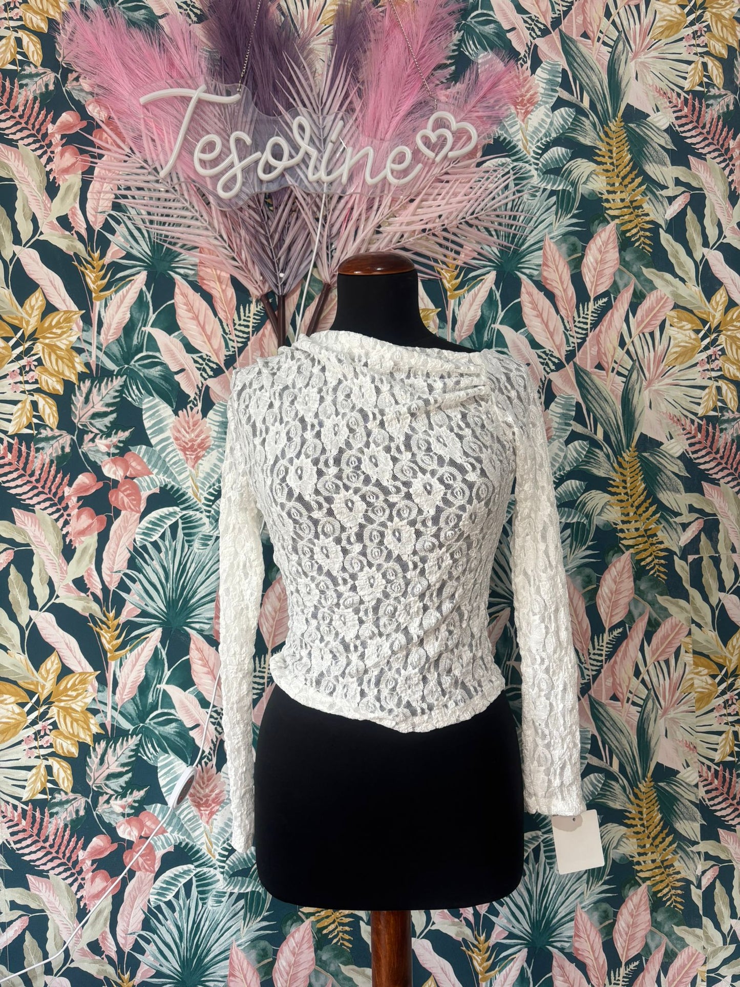 Maglia in pizzo bianca