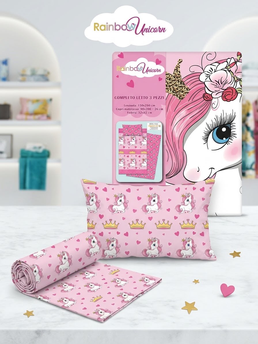 Rainbow Unico Completo Letto 3 Pezzi