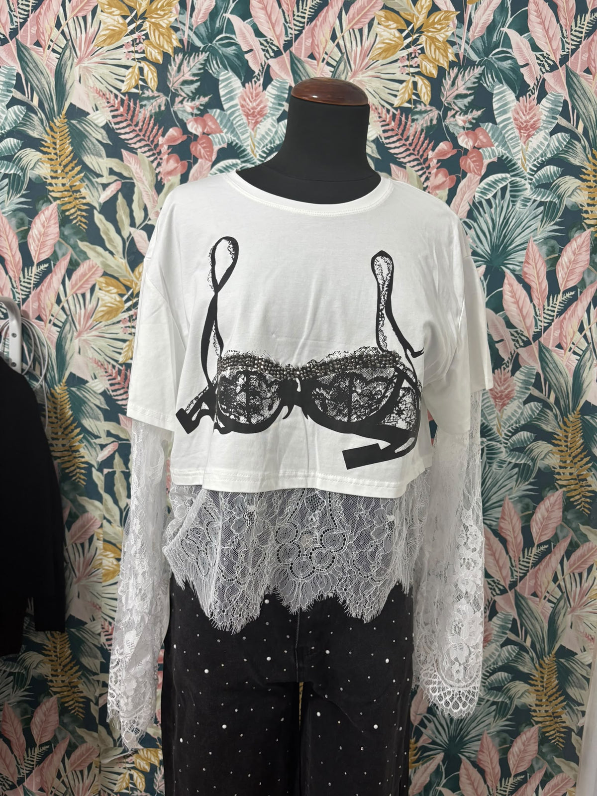 T-shirt Bianca Illusion Pizzo